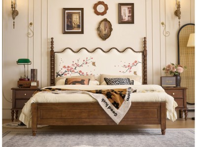 中古风，美式，欧工，法式家具系列，中古风床，美式床