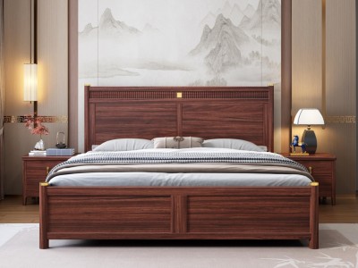 新中式实木床，乌金木，1.5米、1.8米