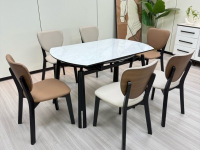 高端时尚广派系列 桌架：T303#跳台 尺寸： 1.3米 椅子：如图所示 台面：