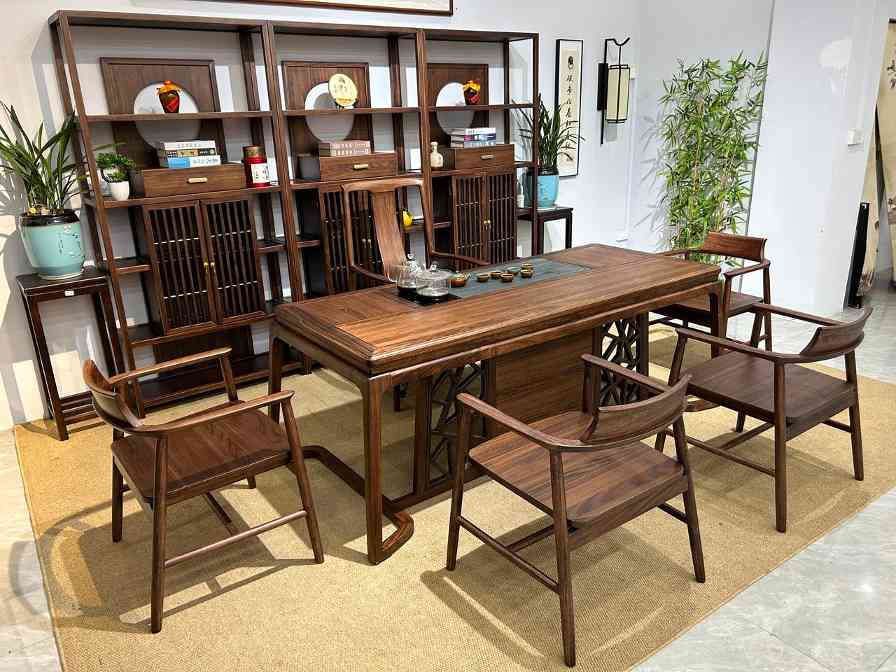 宋式美学《锦程湿泡桌》 尺寸：2/2.2/2.4米，宽86*高75cm 颜色：北美黑胡桃色(图2)