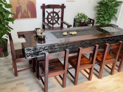 2.8米龙骨船木茶台，尺寸可定制