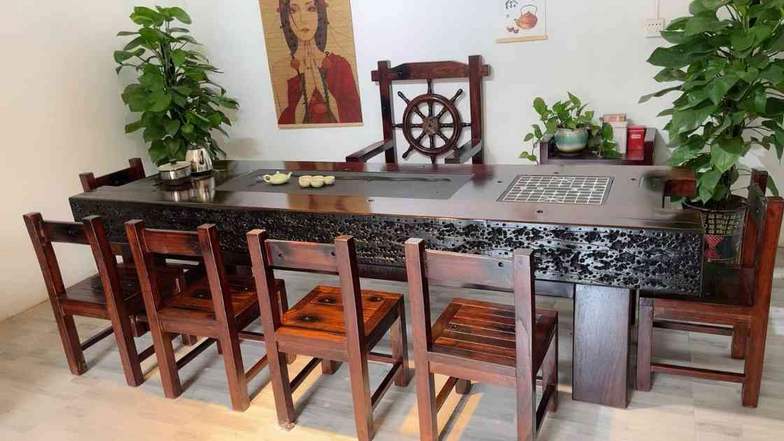 2.8米龙骨船木茶台，尺寸可定制(图2)