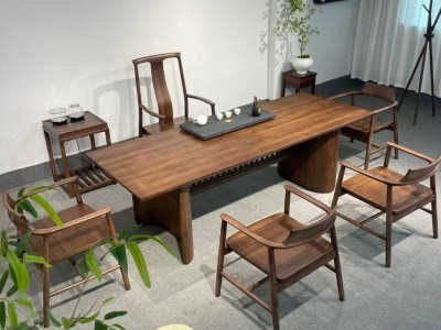 上新爆款【宋式美学桌】 格栅大板茶台， 配置：禅心副椅 尺寸：1.8米~2.8米