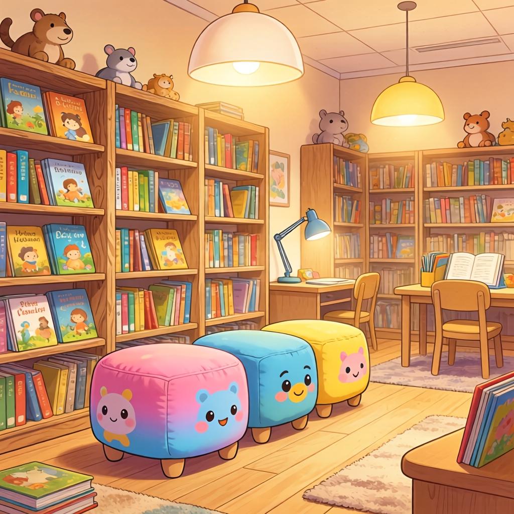 虹桥镇儿童图书馆软包凳定制(图1)