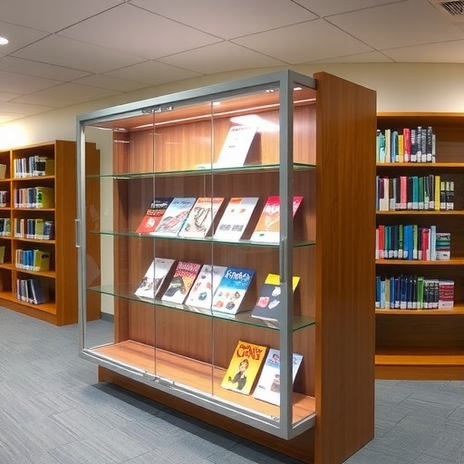 为程家桥街道中学图书馆量身打造的杂志展示柜(图1)