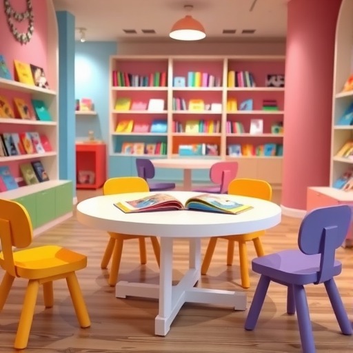 儿童书店专配：创意六边形桌椅设计