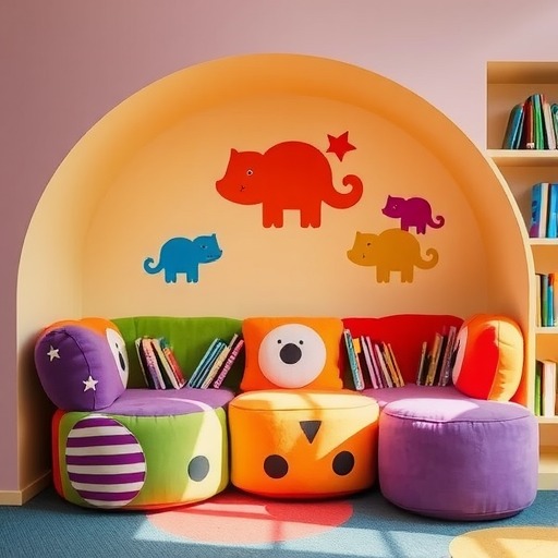 定制童趣家具：外滩街道儿童图书馆沙发