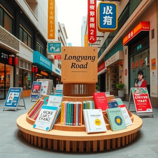 定制教辅书店圆形展台，长寿路街道专属(图1)