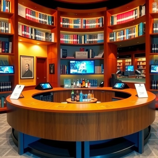 航头镇图书馆检索中心：个性化圆形吧台定制